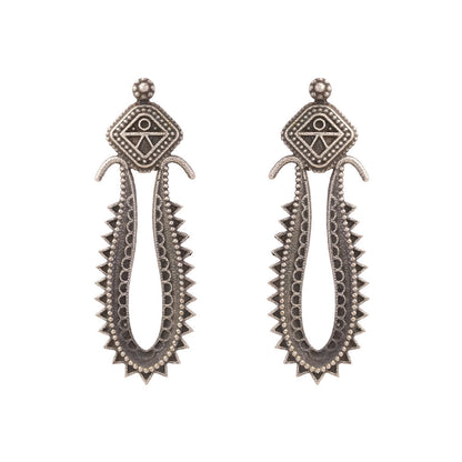 Chandira- Silver Brass oxidised stud earrings