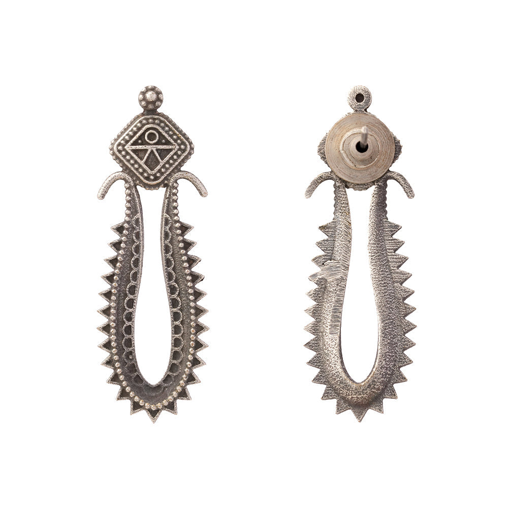 Chandira- Silver Brass oxidised stud earrings