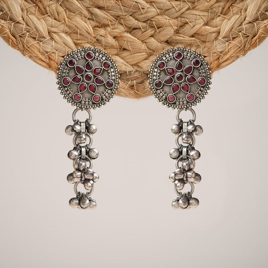Shyamrekha- Silver Brass ghunghroo dangler earrings