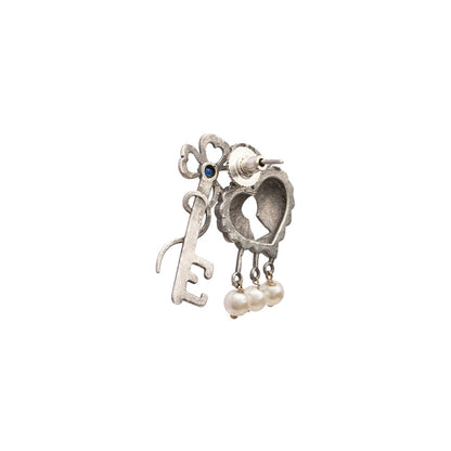 Kunjika- Silver Brass Oxidised dangler earrings (Blue)