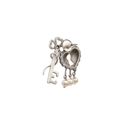 Kunjika- Silver Brass Oxidised dangler earrings (White)