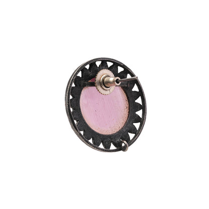 Manikya- Silver Brass Stone-Studded Stud Earrings(Pink)