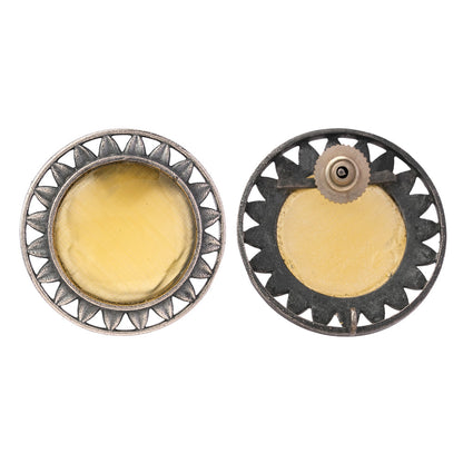 Manikya- Silver Brass Stone-Studded Stud Earrings(Yellow)
