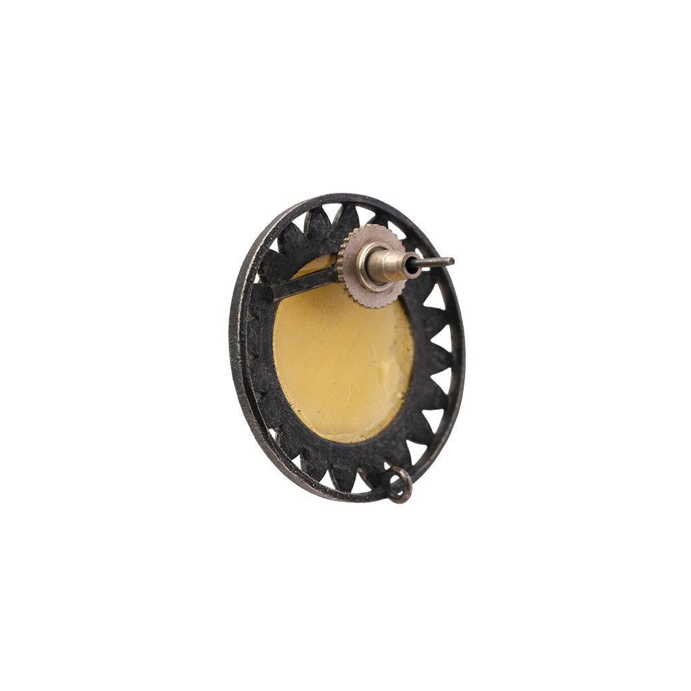 Manikya- Silver Brass Stone-Studded Stud Earrings(Yellow)