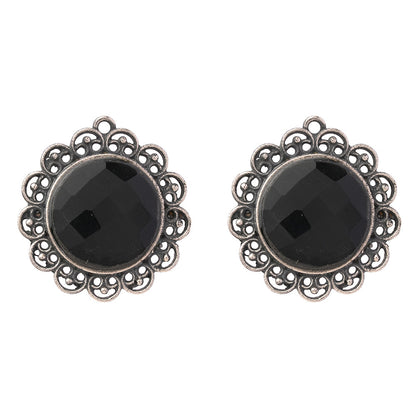 Rajni- Silver Brass Stone-Studded Stud Earrings