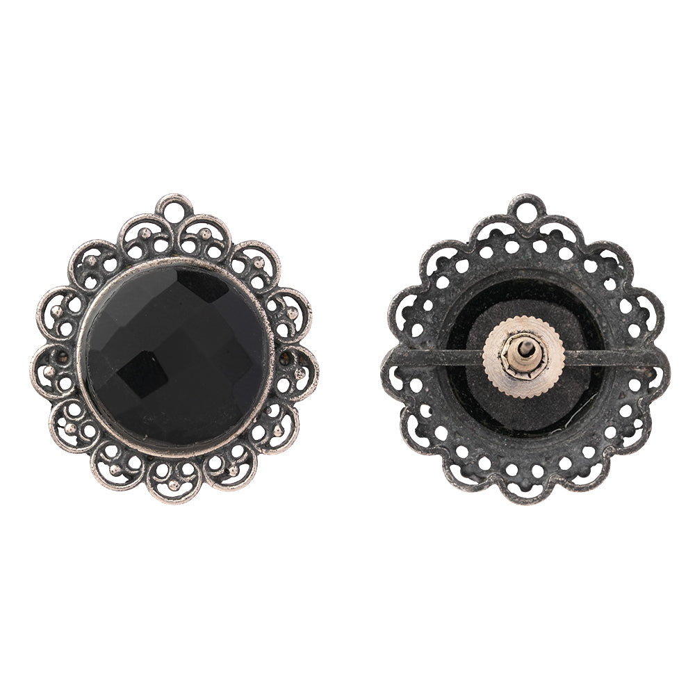 Rajni- Silver Brass Stone-Studded Stud Earrings
