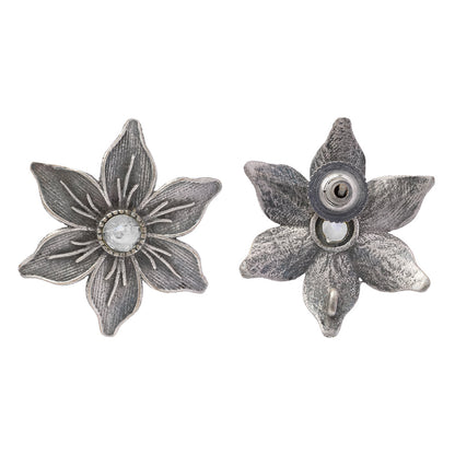 Juhi- Silver Brass Stone-Studded Stud Earrings(White)