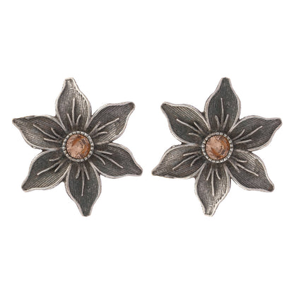 Juhi- Silver Brass Stone-Studded Stud Earrings