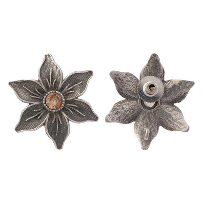 Juhi- Silver Brass Stone-Studded Stud Earrings