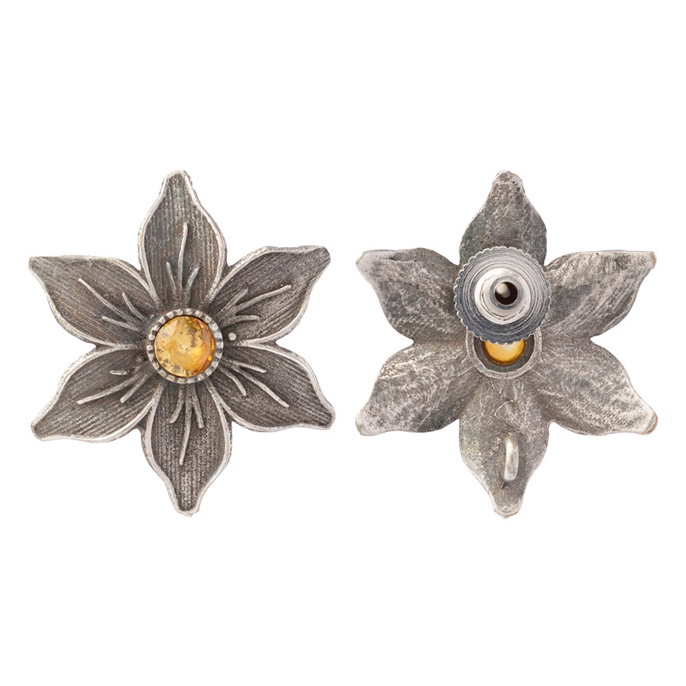 Juhi- Silver Brass Stone-Studded Stud Earrings