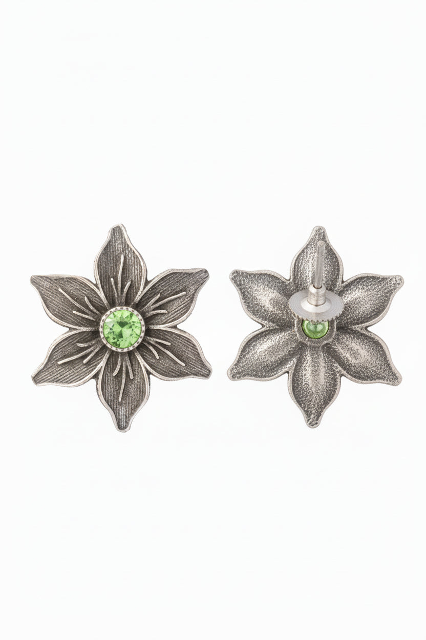Juhi- Silver Brass Stone-Studded Stud Earrings