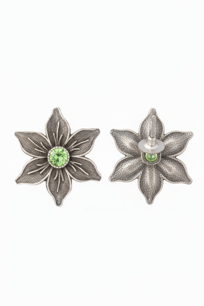 Juhi- Silver Brass Stone-Studded Stud Earrings