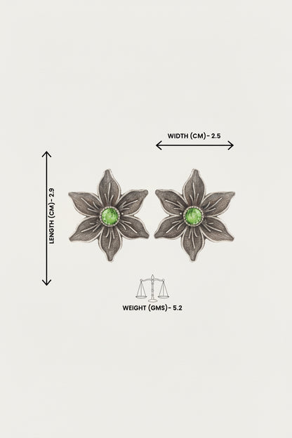 Juhi- Silver Brass Stone-Studded Stud Earrings