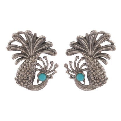Morni- Silver Brass Stone-Studded Stud Earrings