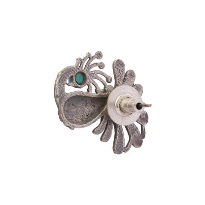 Morni- Silver Brass Stone-Studded Stud Earrings
