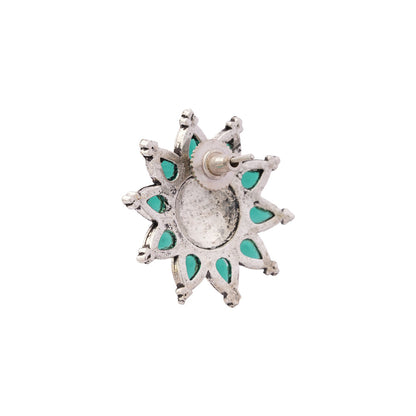 Kamala-Silver Brass Stone-Studded Stud Earrings
