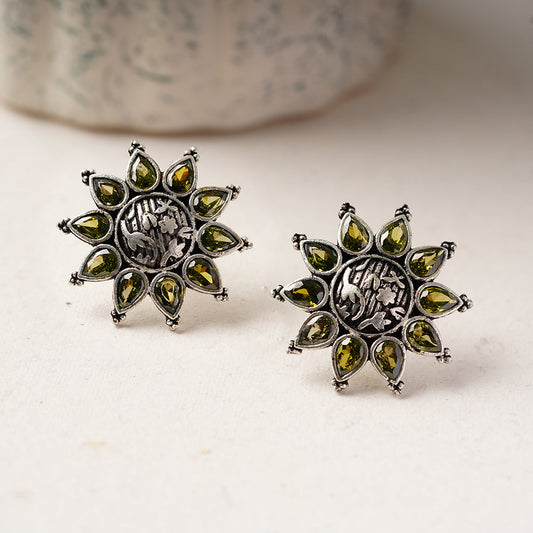 SwarnaBoond- Silver Brass Handcrafted Stud Earrings