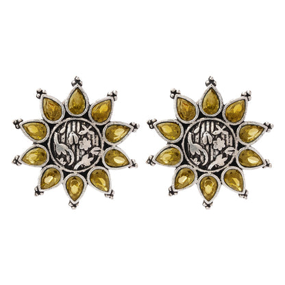 SwarnaBoond- Silver Brass Handcrafted Stud Earrings