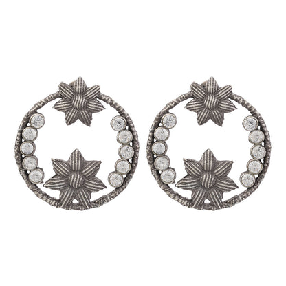 JhilmilPhool- Silver Brass Oxidised stud earrings