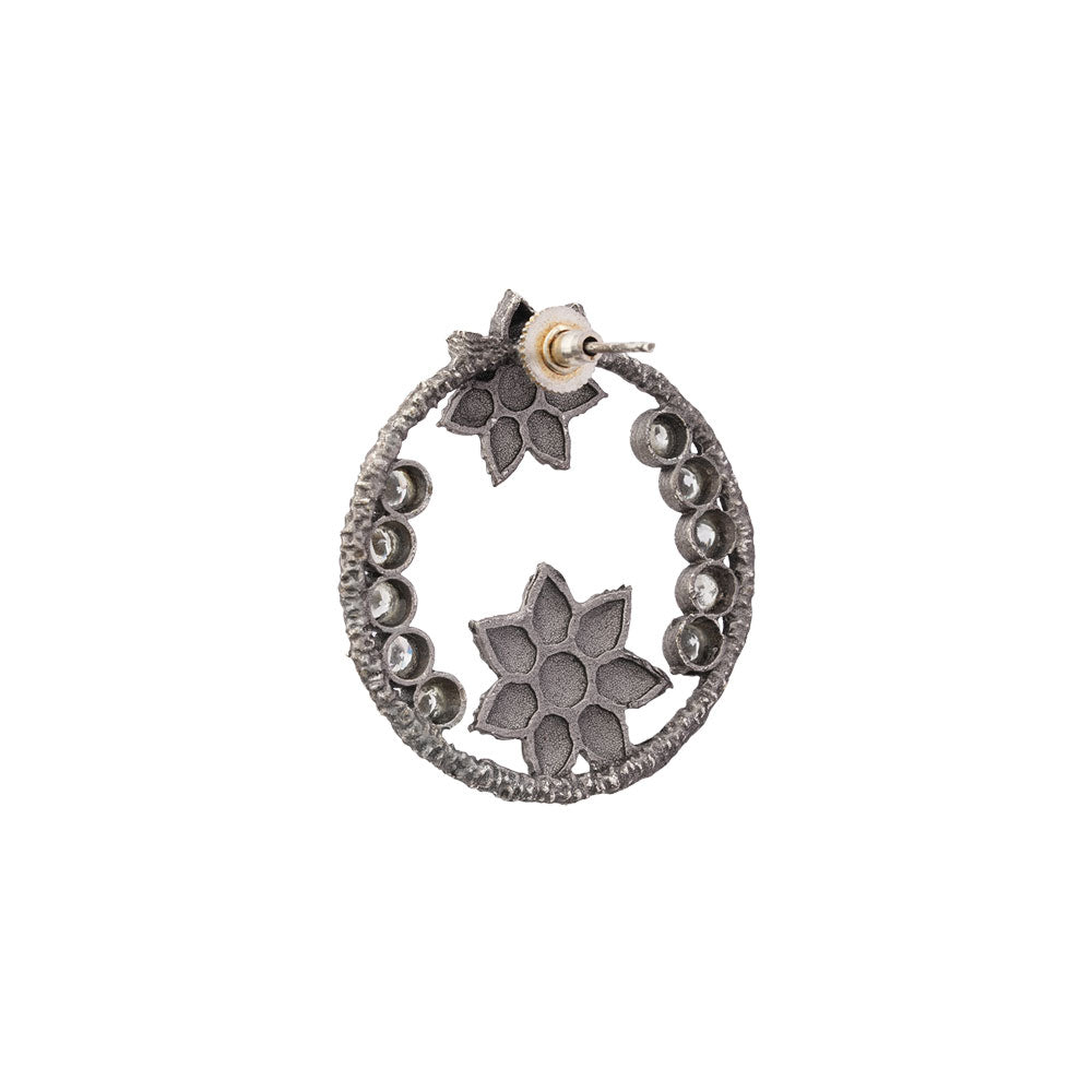 JhilmilPhool- Silver Brass Oxidised stud earrings
