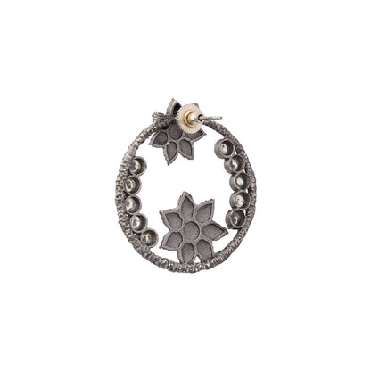 JhilmilPhool- Silver Brass Oxidised stud earrings