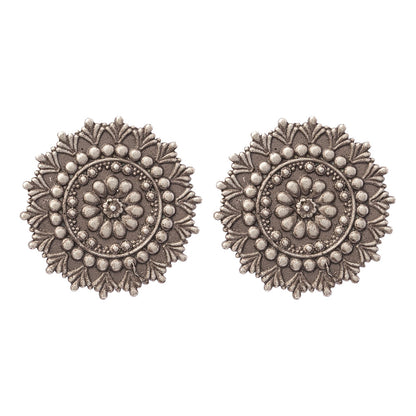 RajatPhool- Silver Brass Oxidised Stud Earrings