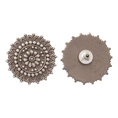 RajatPhool- Silver Brass Oxidised Stud Earrings