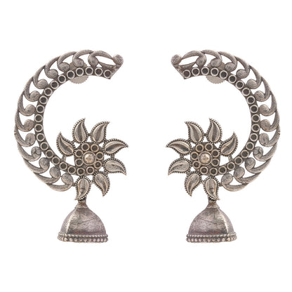 Chandphool- Silver Brass Oxidised dangler earrings