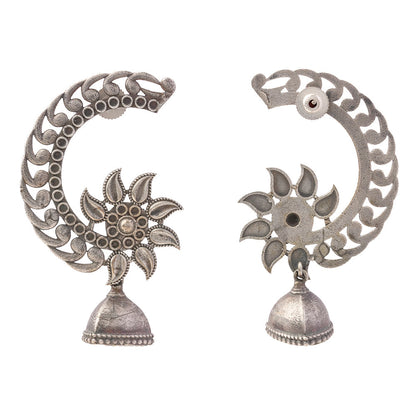 Chandphool- Silver Brass Oxidised dangler earrings