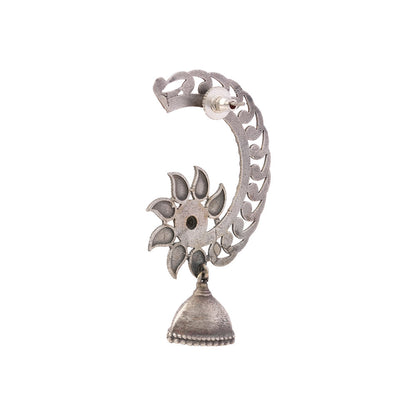 Chandphool- Silver Brass Oxidised dangler earrings