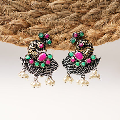 Mayuri- Silver Tone Brass Dangler Earrings