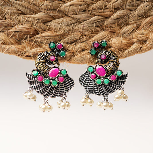 Mayuri- Silver Tone Brass Dangler Earrings