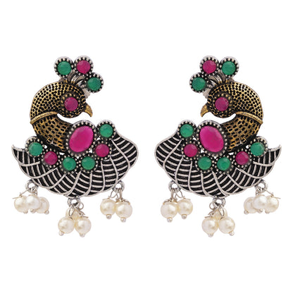 Mayuri- Silver Tone Brass Dangler Earrings