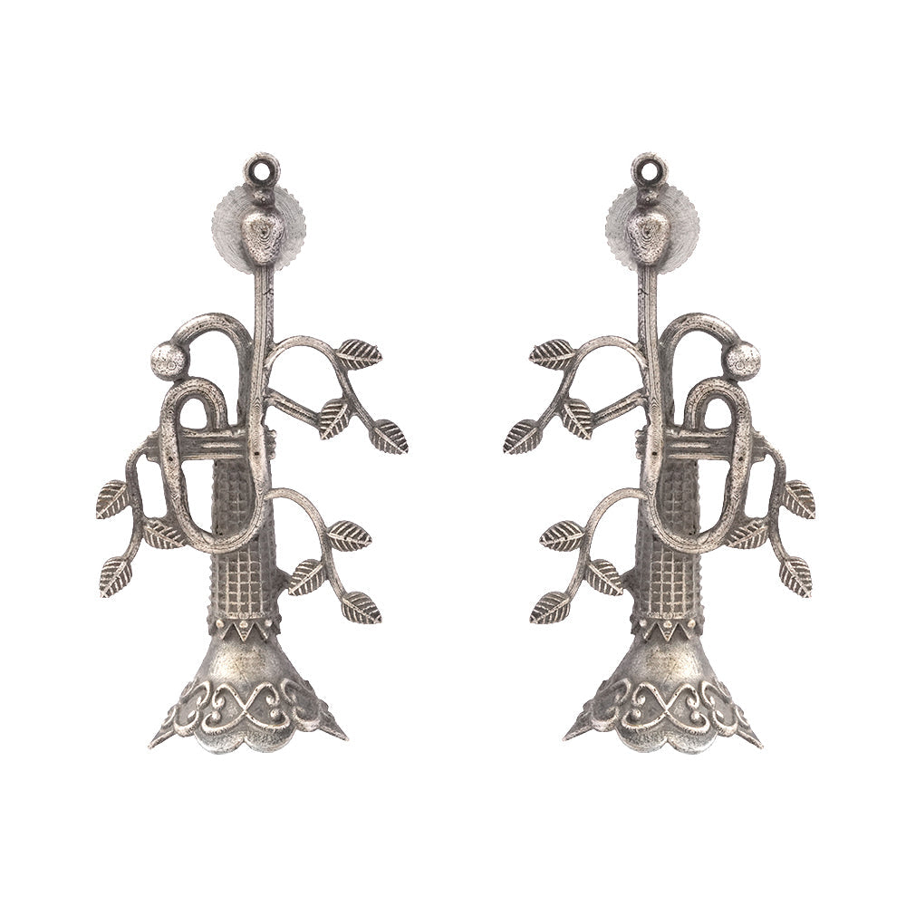 Naadini- Silver Brass oxidised stud earrings