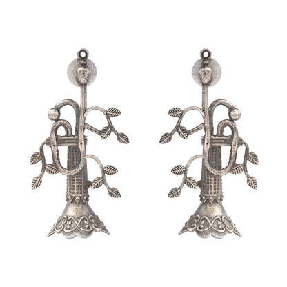 Naadini- Silver Brass oxidised stud earrings