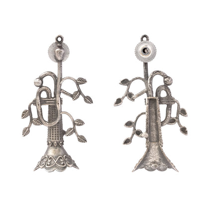 Naadini- Silver Brass oxidised stud earrings