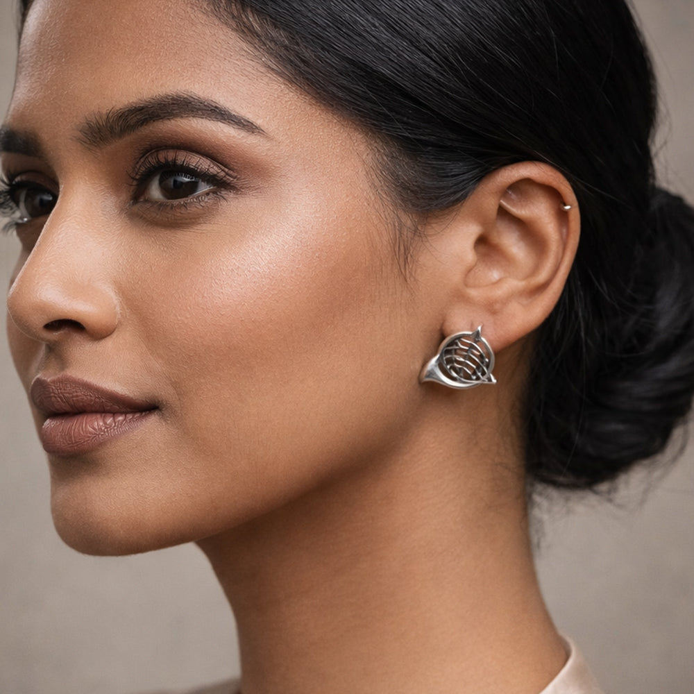 Sangeet- Silver Brass oxidised stud earrings