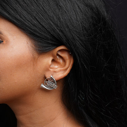 Sangeet- Silver Brass oxidised stud earrings