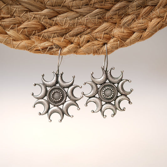 Chanda- Silver Brass oxidised dangler earrings