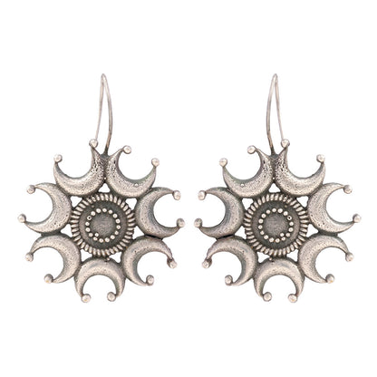 Chanda- Silver Brass oxidised dangler earrings