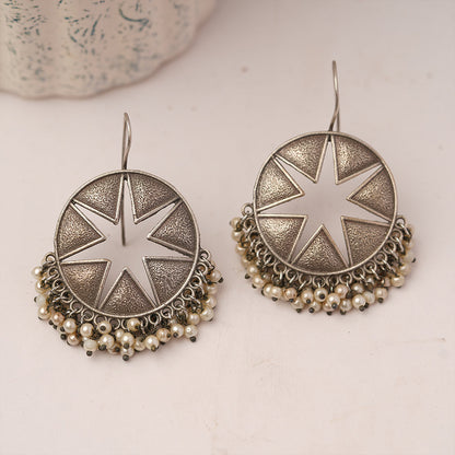 Sitara- Silver Brass Pearl dangler earrings