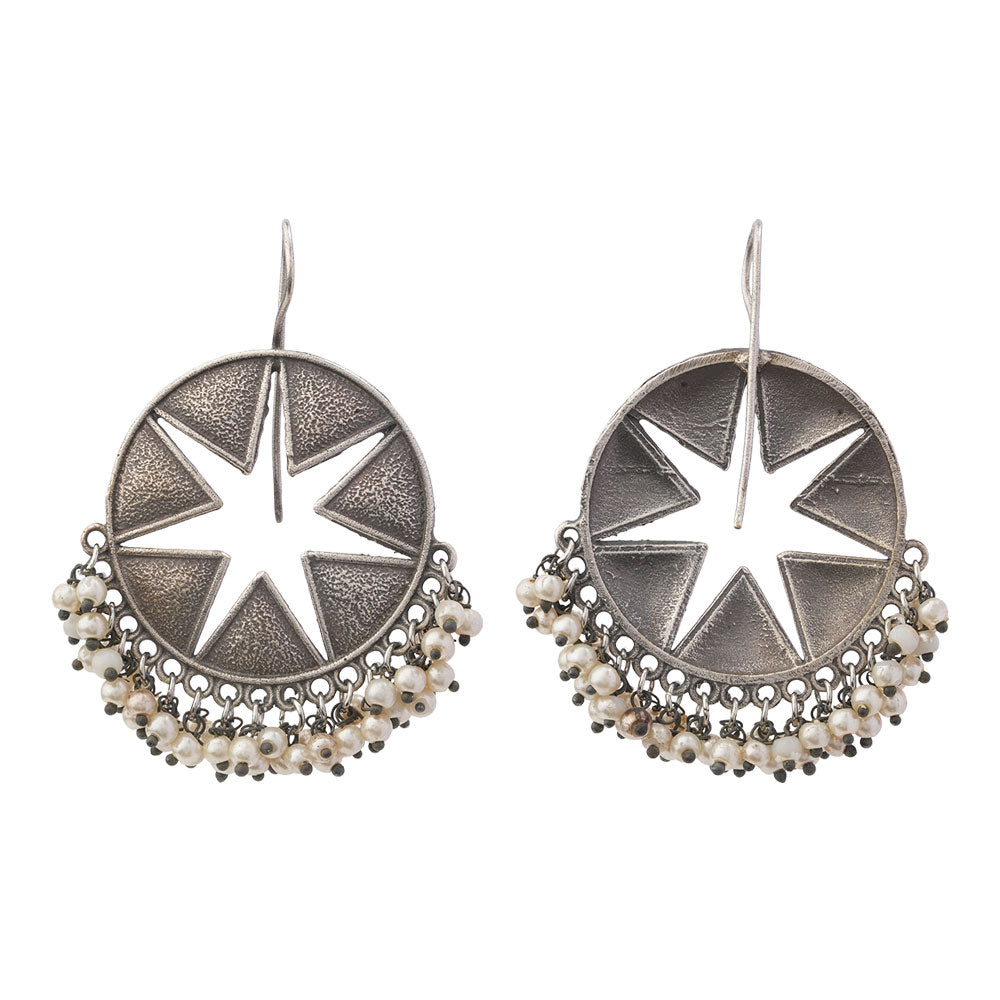 Sitara- Silver Brass Pearl dangler earrings