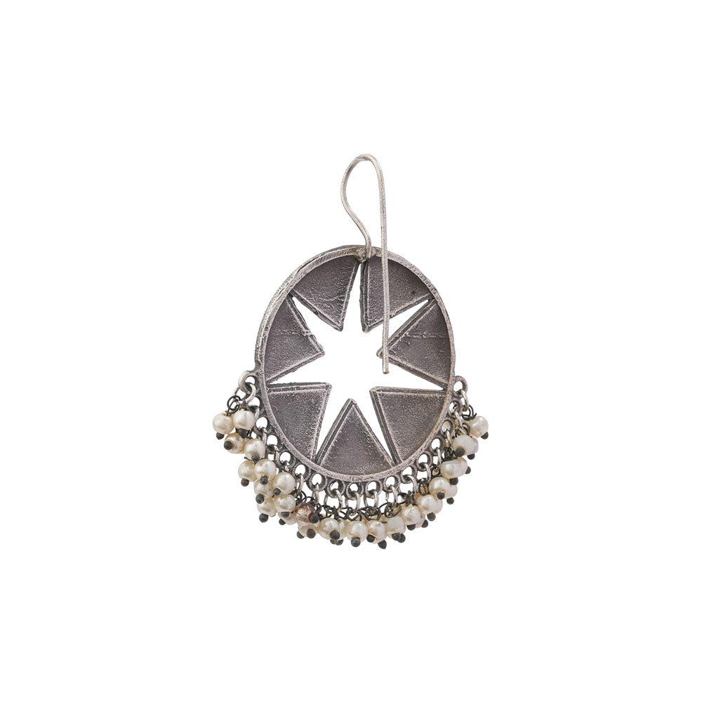Sitara- Silver Brass Pearl dangler earrings