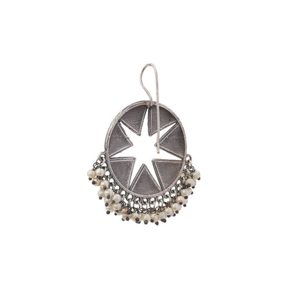 Sitara- Silver Brass Pearl dangler earrings