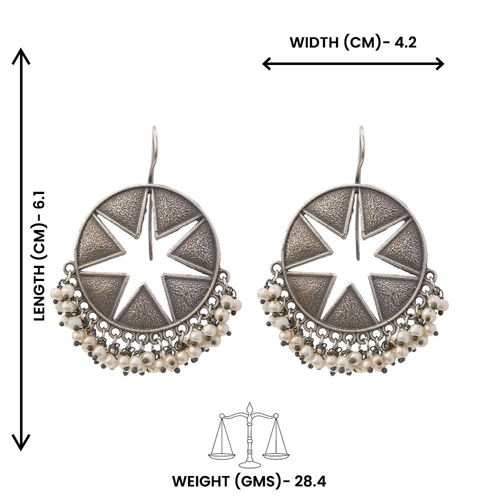 Sitara- Silver Brass Pearl dangler earrings