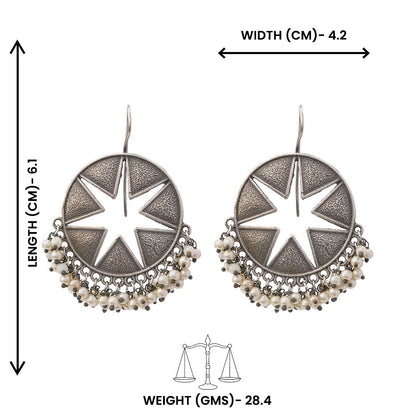 Sitara- Silver Brass Pearl dangler earrings