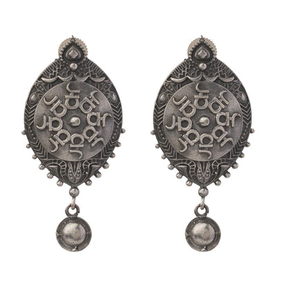 Abhiraama- Silver Brass oxidised dangler earrings