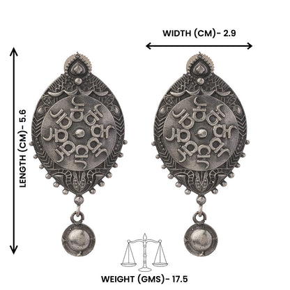 Abhiraama- Silver Brass oxidised dangler earrings