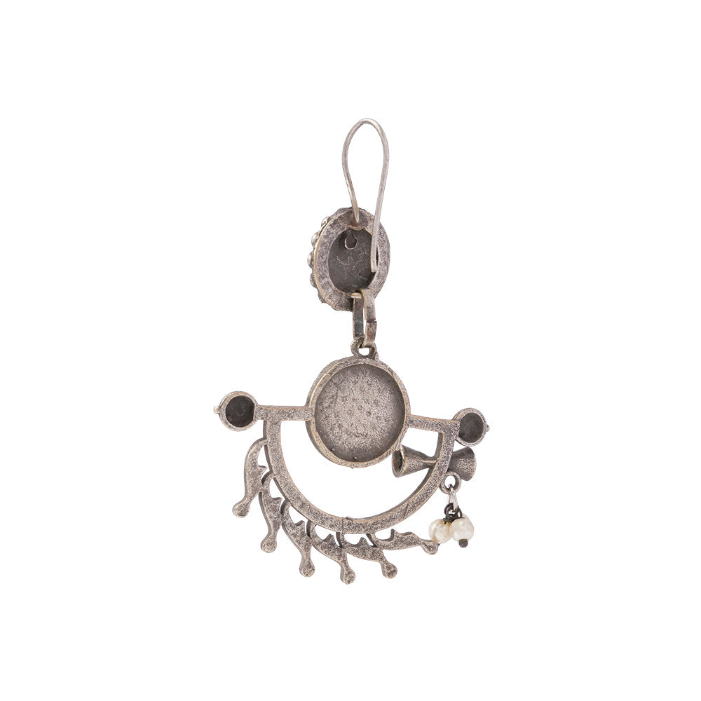 Mudrika- Silver Brass Oxidised dangler earrings