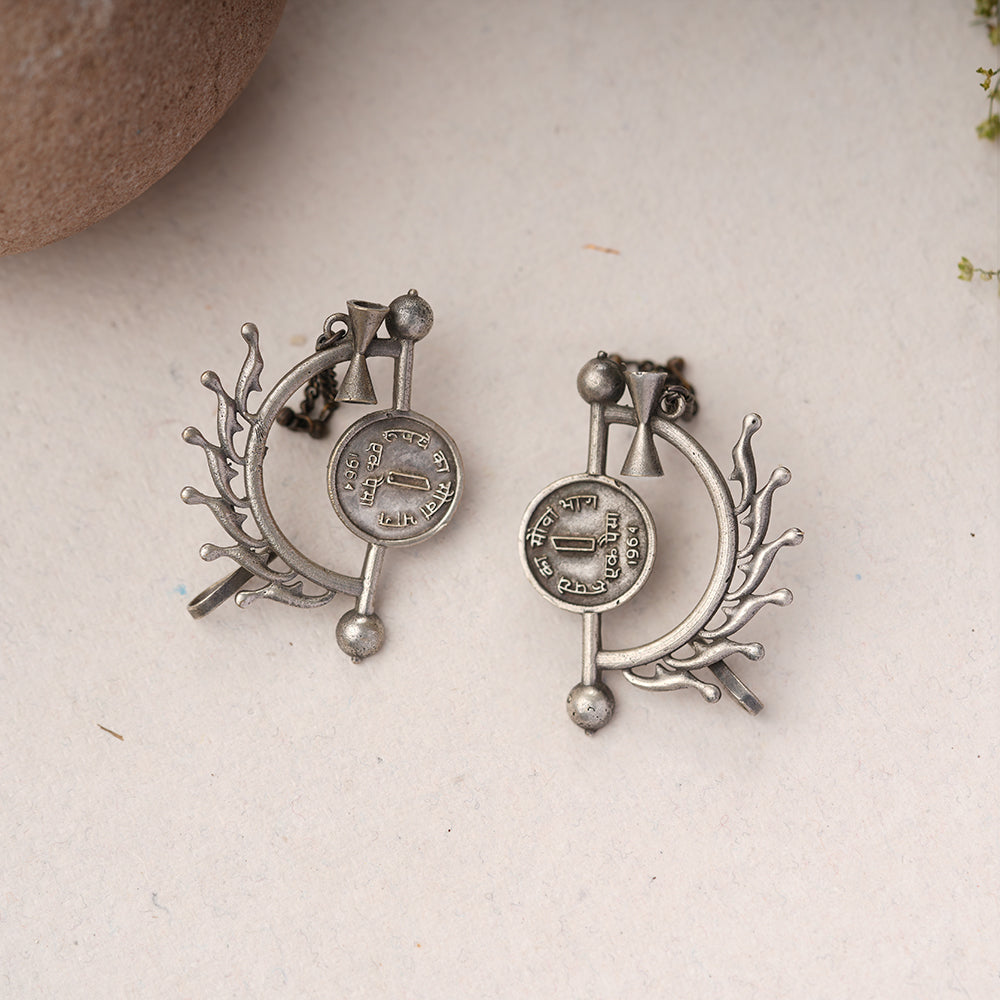 Rupal- Silver Brassoxidised Stud Earrings